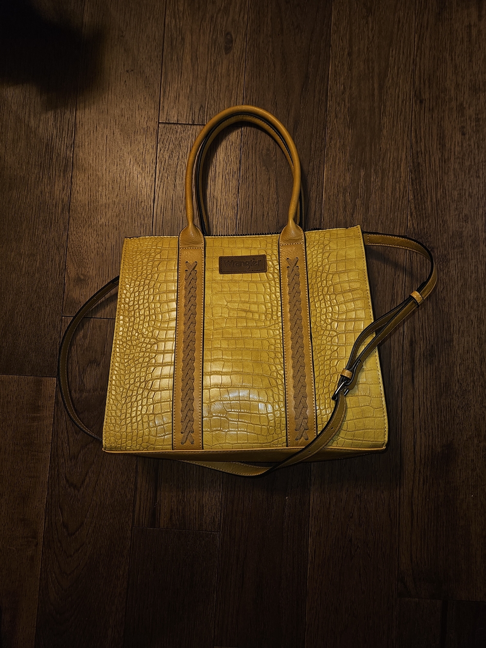 Wrangler Yellow Croc-Embossed Structured Tote